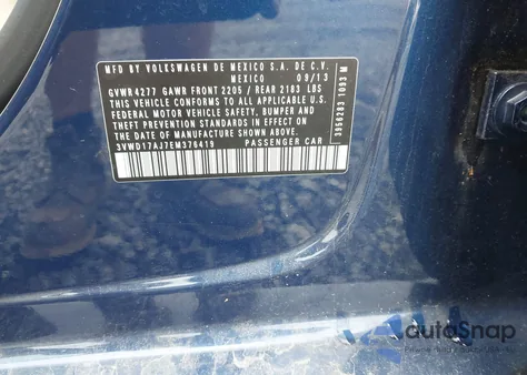 2014 Volkswagen Jetta 1.8T Se из США, поврежденный, VIN 3VWD17AJ7EM376419